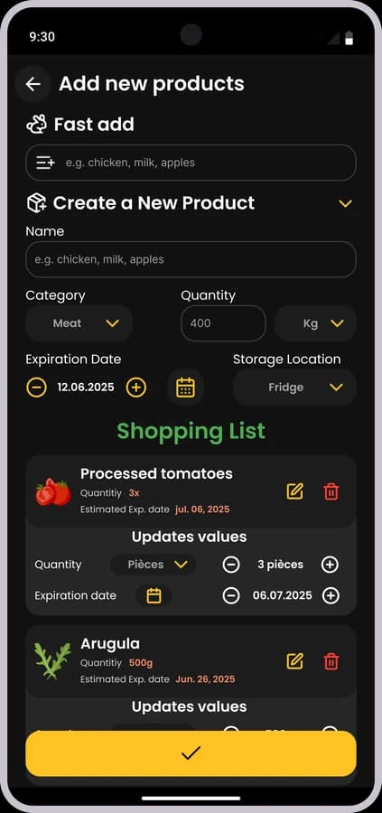 Manual product entry design exploration