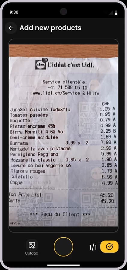 Receipt capture design exploration